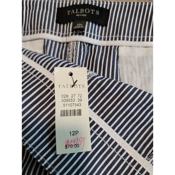 Talbots Navy and White stripe skirt with Nautical accent buttons 12p NWT - Picture 3 of 6